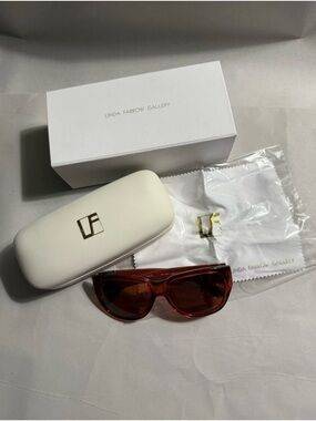 Linda Farrow x The Row Women's Luxury Sunglasses Terracotta/Red Leather NIB